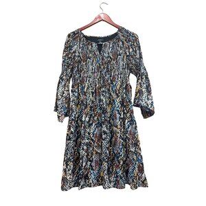 Spense Womens Bell Sleeve Dress Size 10 Multicolor Print Polyester